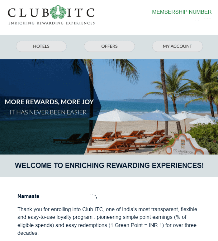 ITC_Hotels_loyalty_email_example