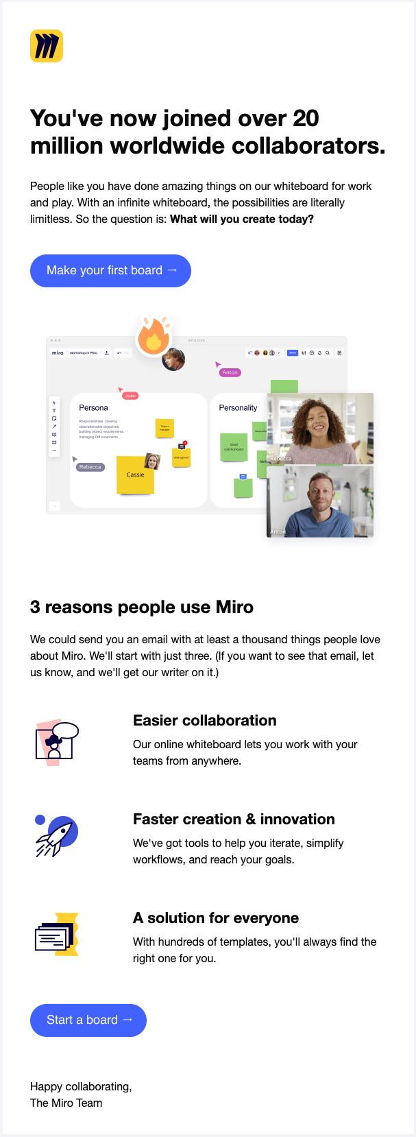 Miro_welcome_email_example